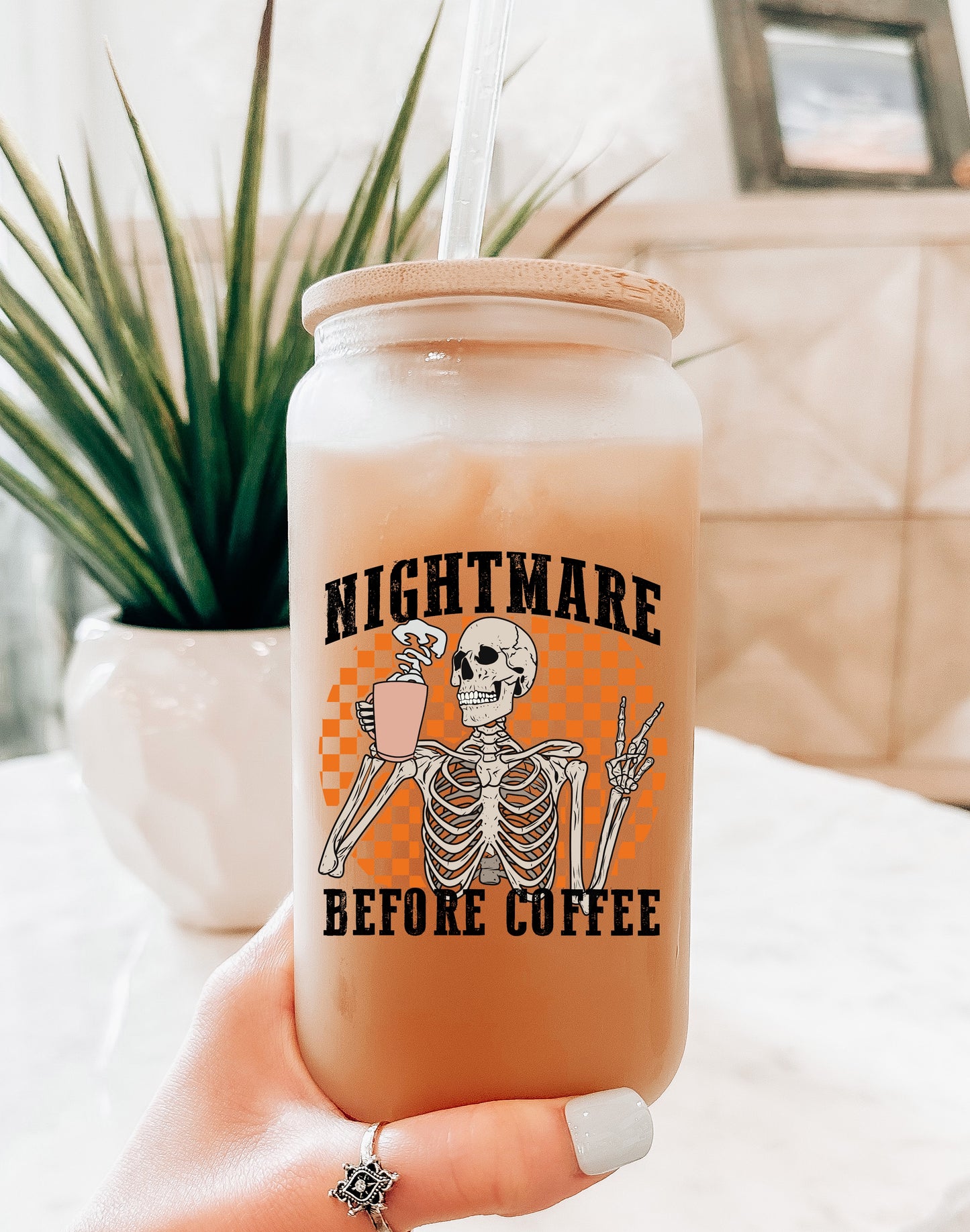 Nightmare Before Coffee Glass Can