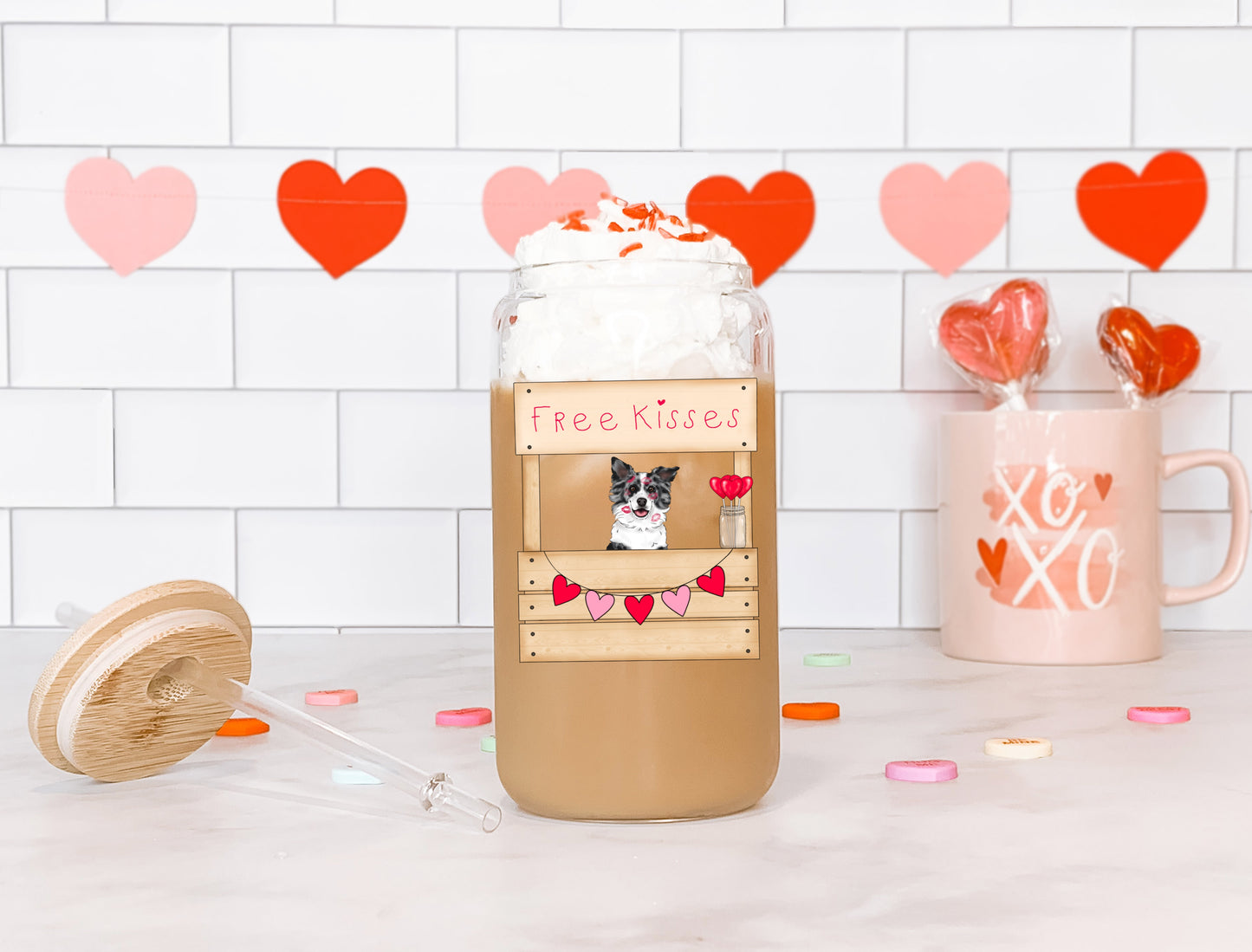 Valentine Pup Glass Can