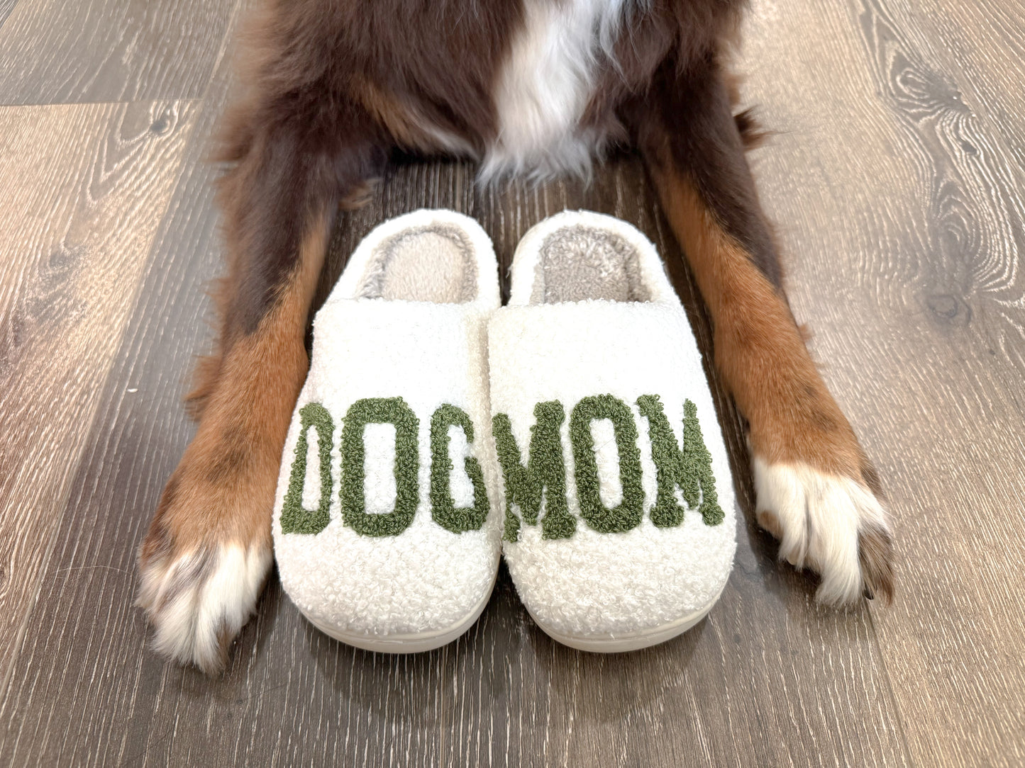 Green Dog Mom Slippers