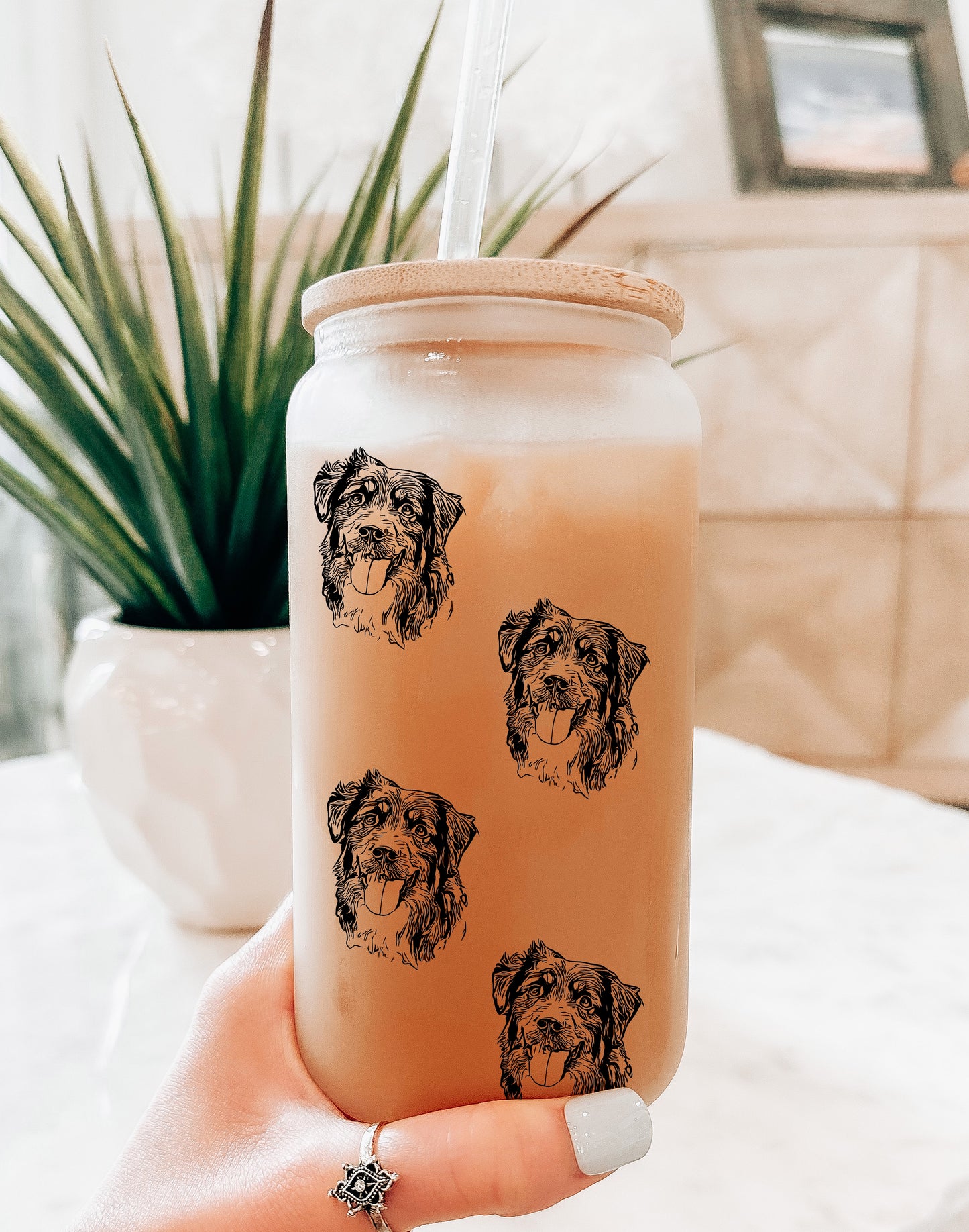 Dog Drawing Wrap Glass Can Cup