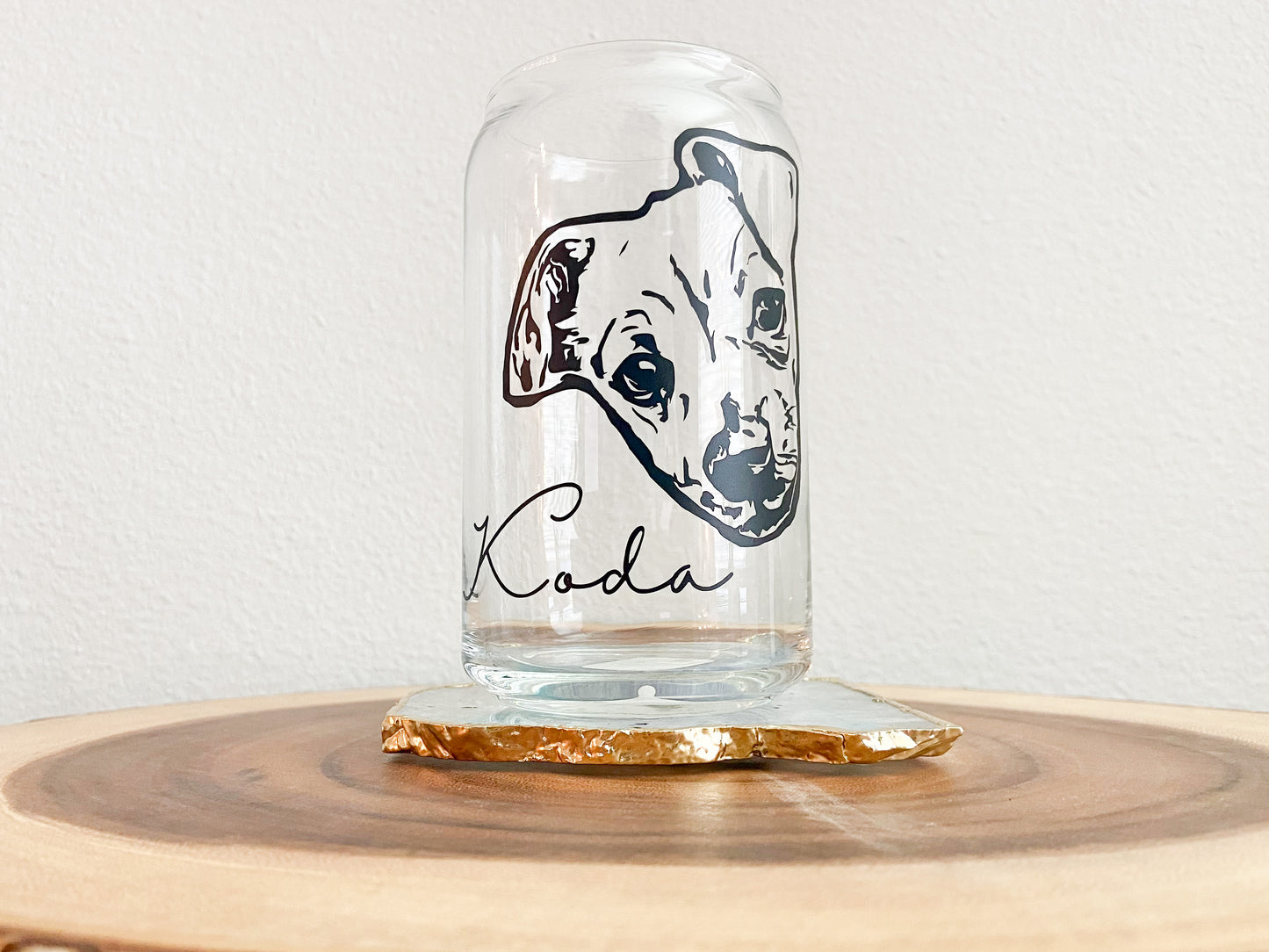 Dog Drawing Glass Can Cup