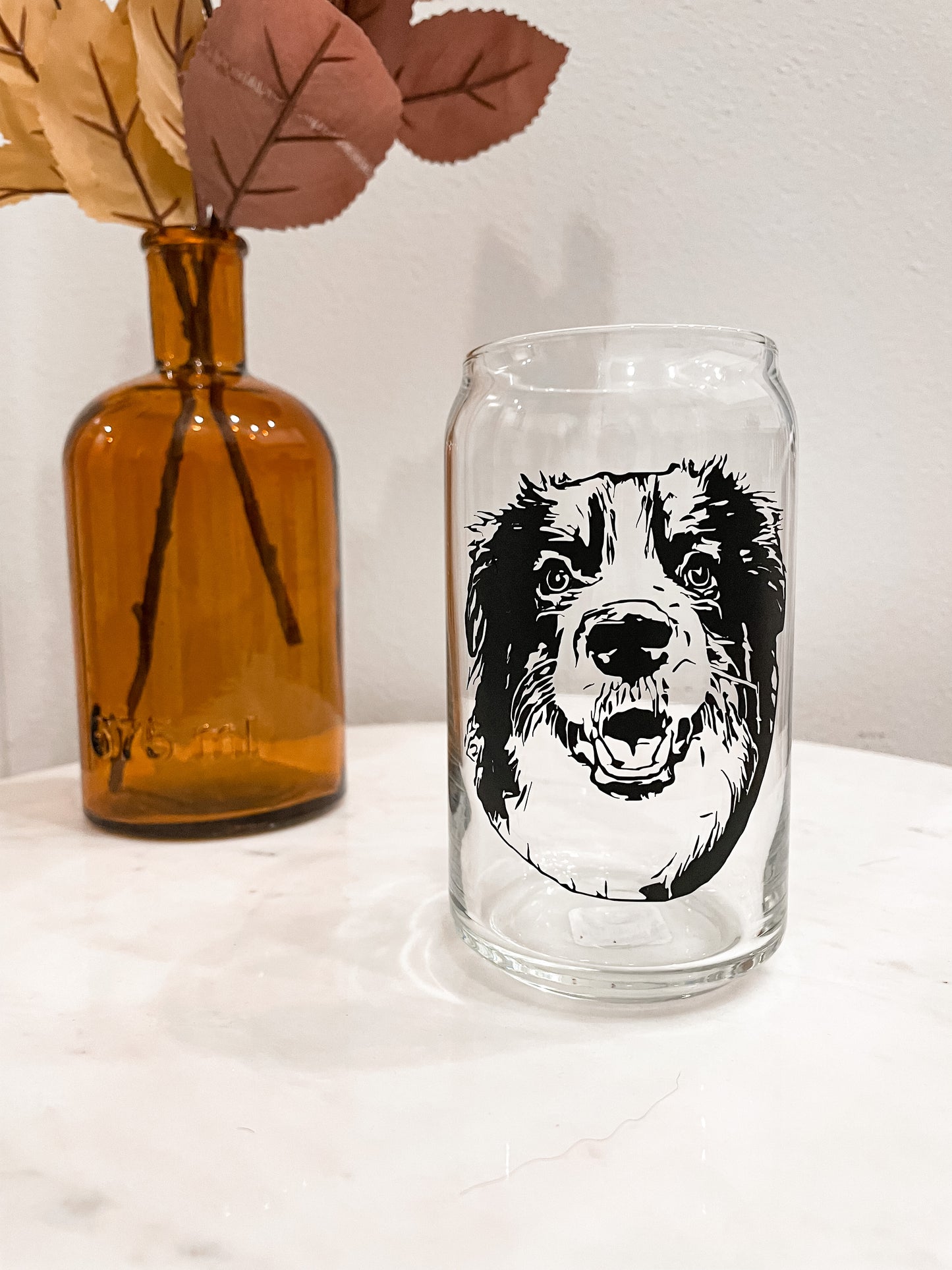 Dog Drawing Glass Can Cup