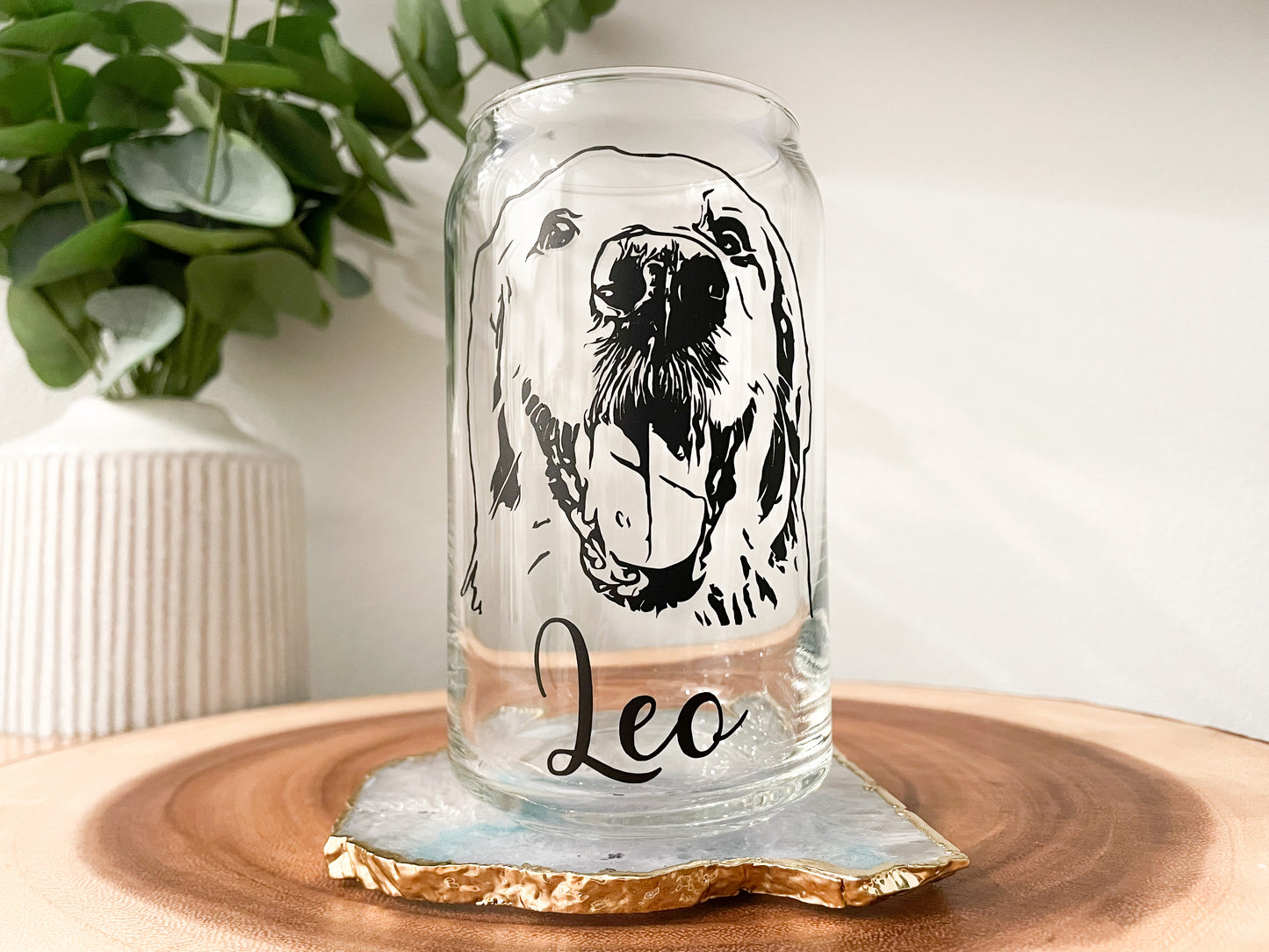 Dog Drawing Glass Can Cup