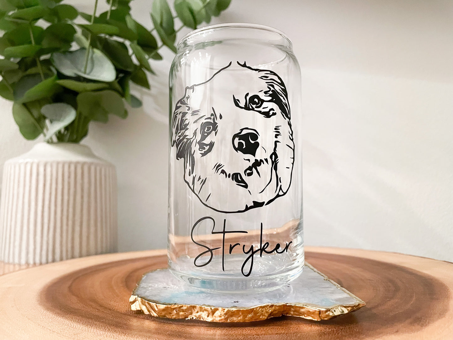 Dog Drawing Glass Can Cup